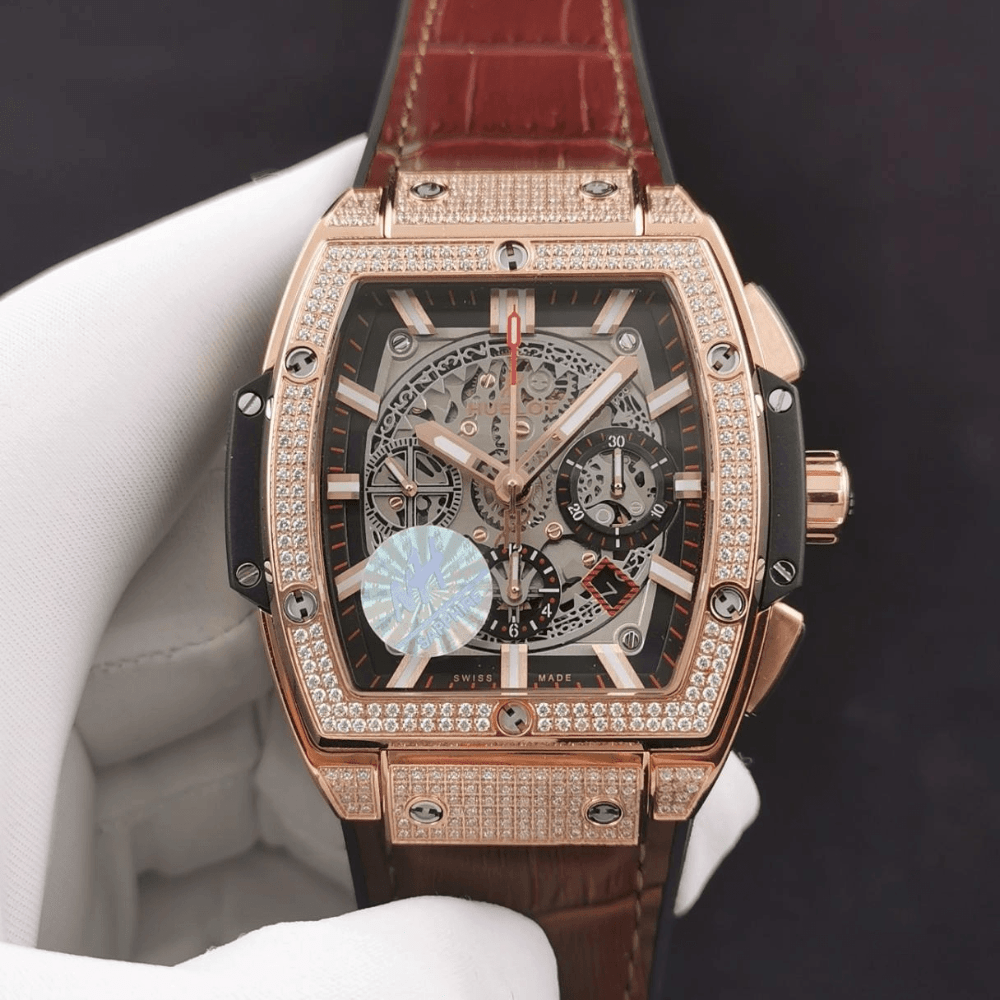 위블로 스피릿 오브 빅뱅 크로노그래프 로즈골드 풀다이아 가죽 스트랩 42mm 601.OX.0183.LR.1704