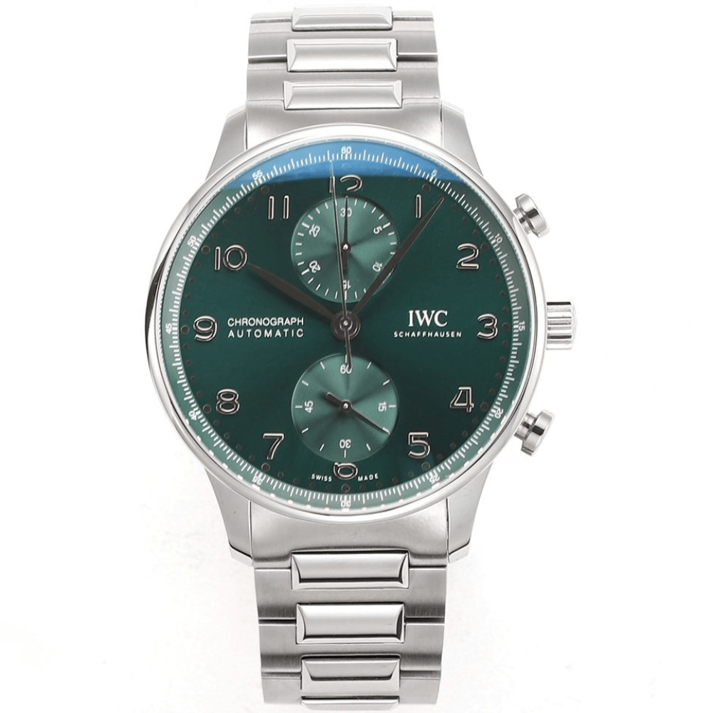 IWC 포르투기저 크로노그래프 그린 다이얼 스틸 SS 브레이슬릿 40mm IW371615