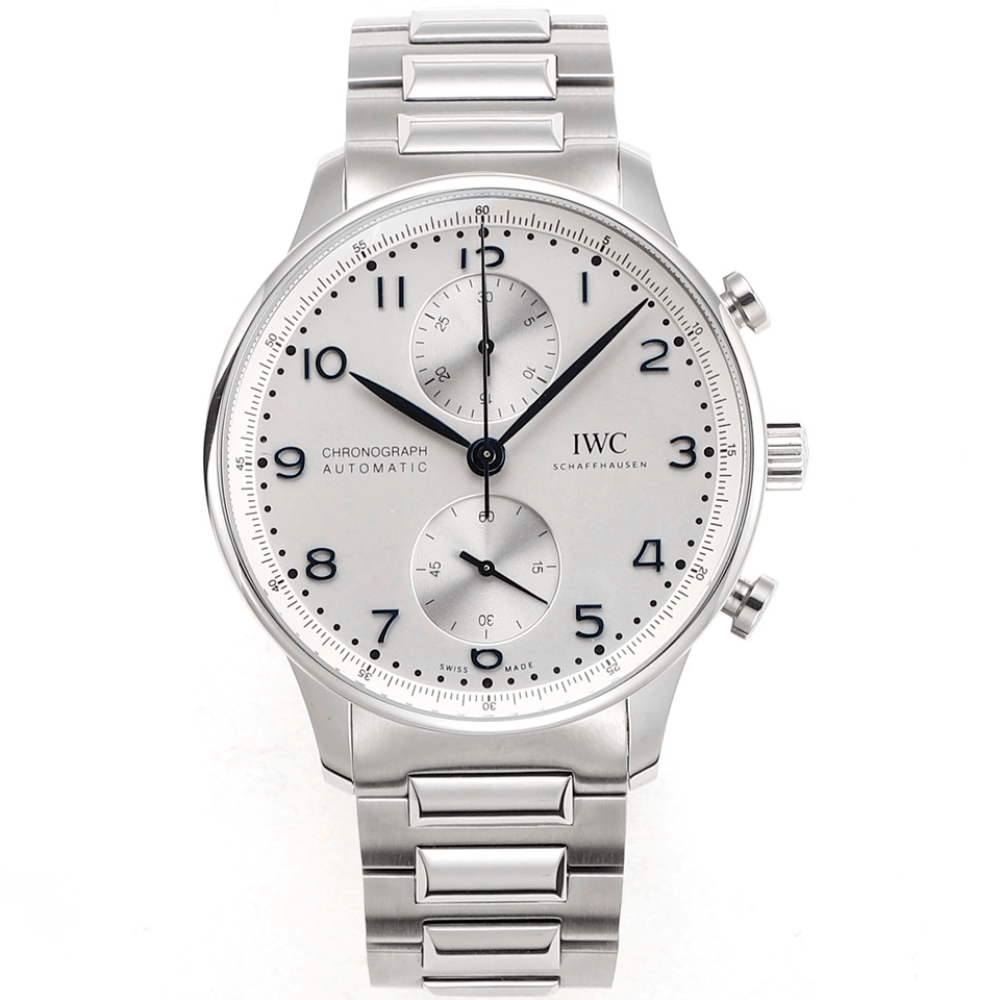 IWC 포르투기저 크로노그래프 화이트/블루 다이얼 스틸 SS브레이슬릿 40mm IW371617