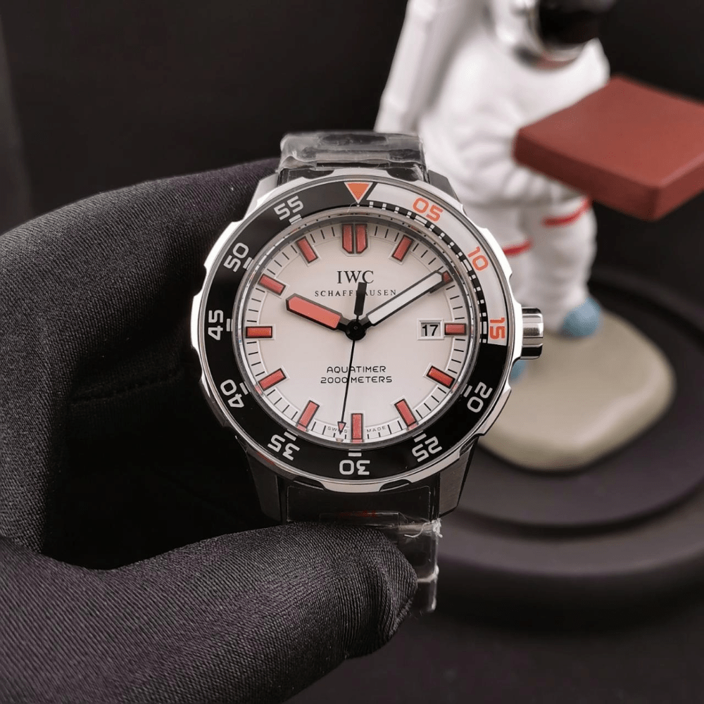 IWC 아쿠아타이머 스틸 화이트/오렌지 다이얼 SS 브레이슬릿 44mm IW356807