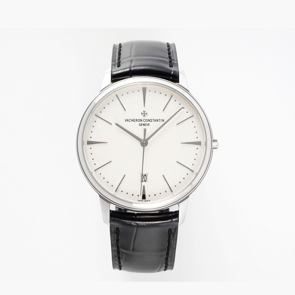 바쉐론 콘스탄틴 헤리티지 패트리모니 플래티넘 화이트 다이얼 레더 스트랩 40mm 85180/000J-9231