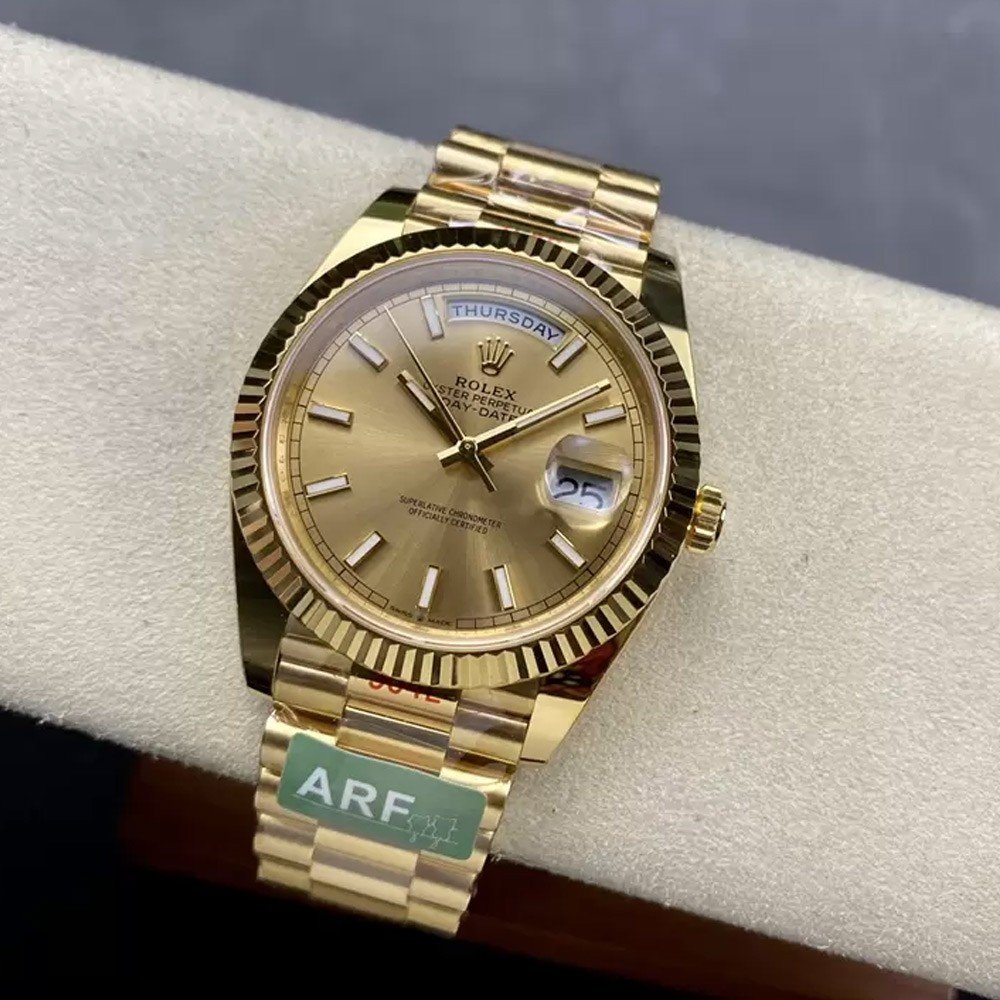 롤렉스 데이데이트 샴폐인 인덱스 다이얼 옐골 40mm m228238