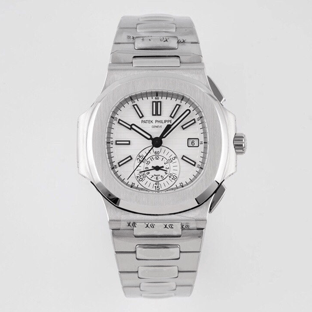 파텍필립 노틸러스 트래블타임 화이트 다이얼 SS 브레이슬릿 40mm 5980