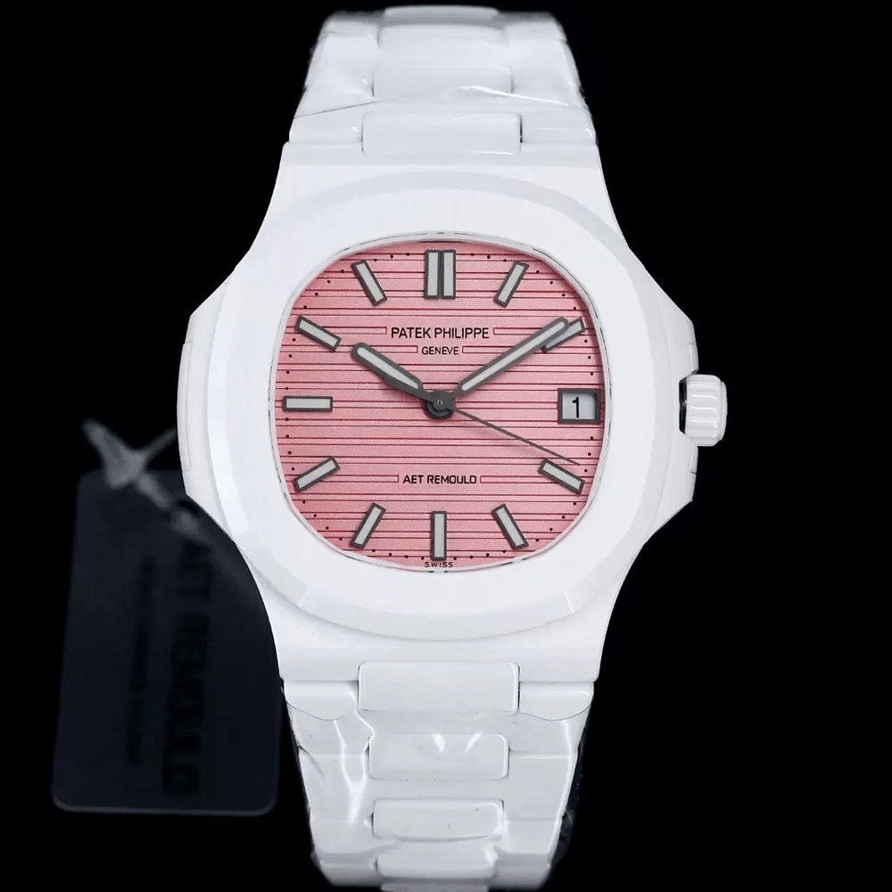 파텍필립 노틸러스 핑크 다이얼 커스텀 화이트 세라믹 40mm 5711