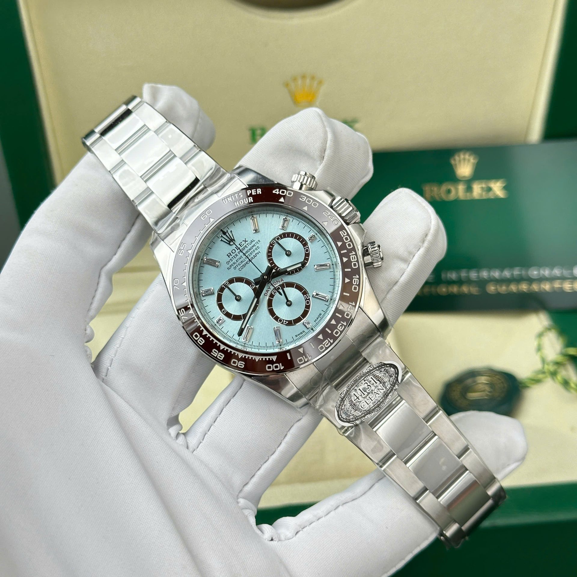 롤렉스 데이토나 크로노그래프 아이스블루 다이얼 바게트다이아 40mm 126506