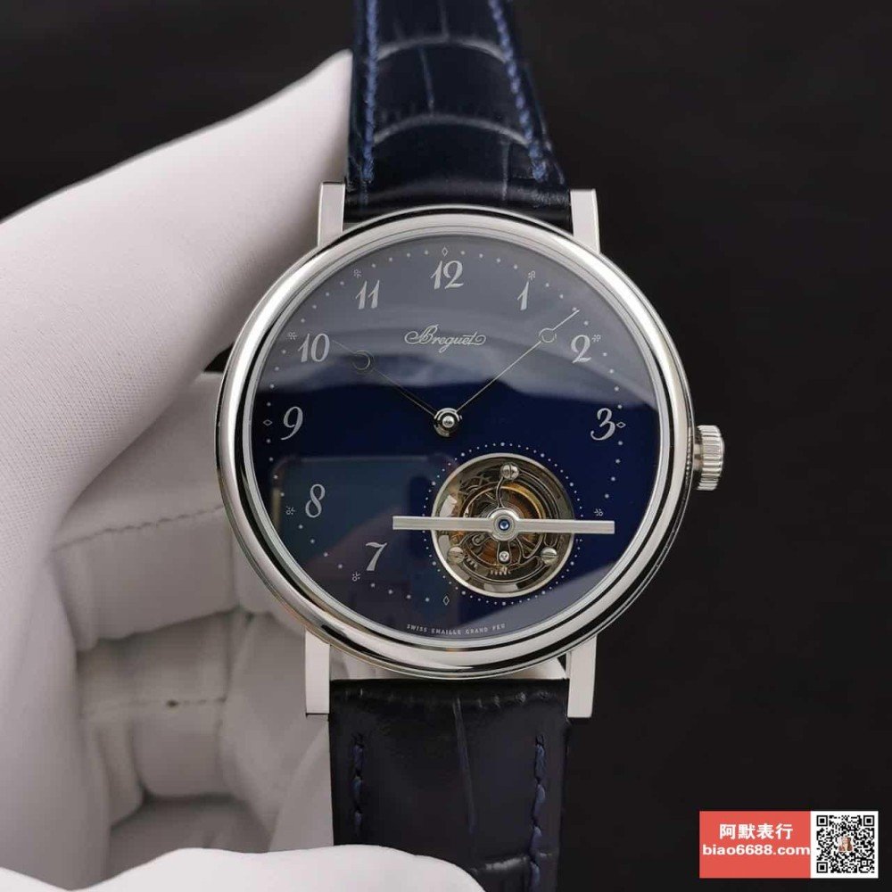 브레게 투르비옹 울트라씬 클래식 컴플렉스 블루 다이얼 레더 스트랩 42mm 5367PT/2Y/9WU